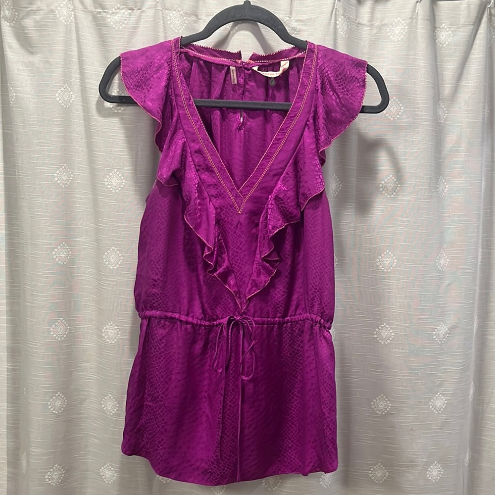 Rebecca Taylor silk top with snake print detail in fabric sz 6